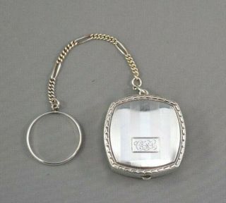 Antique Webster Sterling Silver - Art Deco Ladies Dance Compact With Wrist Chain