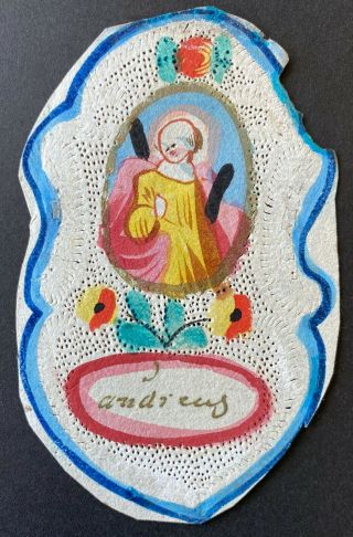 Antique 18th Century Holy Card Real Canivet St Andieus