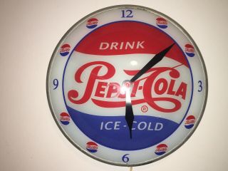 Vintage Pepsi Cola Rare 1st Version Double Bubble Wall Clock Lighted 15”