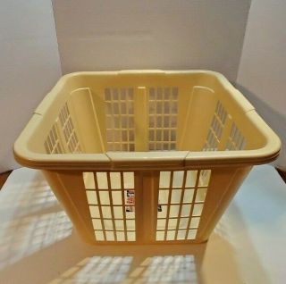 Vintage 1987 Rubbermaid Laundry Basket - Square - Almond Beige - Plastic - Rugged