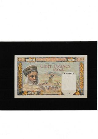 Algeria Very Rare 100 Franc 1945 P 85 Unc &072