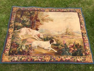 Rare Museale Antique French Silk Aubusson Tapestry Wall Hanging Hand Woven