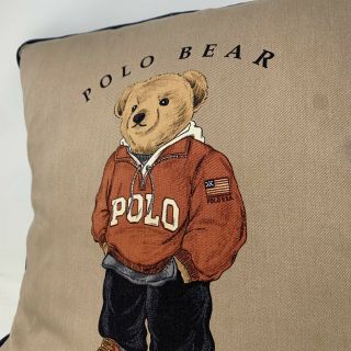 Vintage Polo Bear by Ralph Lauren Throw Pillow Red Tan 17 