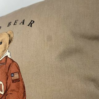 Vintage Polo Bear by Ralph Lauren Throw Pillow Red Tan 17 