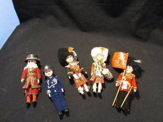 Vintage English Themed National Costumed Dolls Five Dolls (5) 7 " Tall