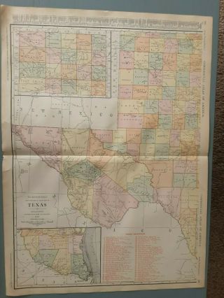 1914 Antique Map - Rare 20.  5 " X 28 " Large Map Of W.  Texas W/ Railroads