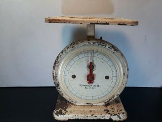 Vintage Yellow Sears Kitchen Scale Model 1906 25lb Capacity Retro Rustic Kitsch