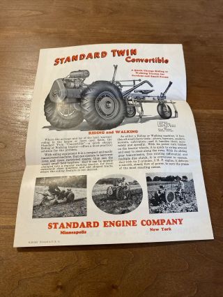 Standard Antique Garden Tractor Twin Hit & Miss Gas Engine Great Sales Poster