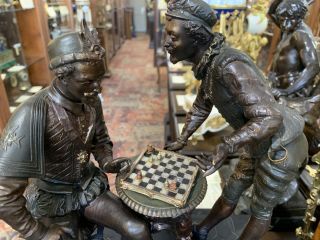 ANTIQUE EXTREMELY RARE CHESS THEMED MANTLE CLOCK POSSIBLY ONE IF A KIND 3