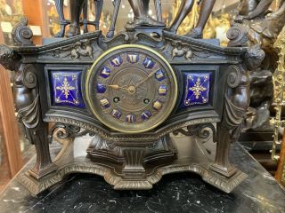 ANTIQUE EXTREMELY RARE CHESS THEMED MANTLE CLOCK POSSIBLY ONE IF A KIND 6