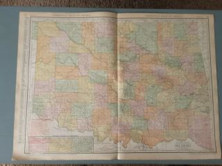 1914 Antique Map - Rare 20.  5 " X 28 " Large Map Of Oklahoma W/ Railroads