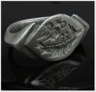 Legionary Eagle In Galley Ancient Silver Legionary Roman Ring Rare