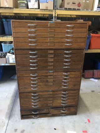 Rare Vintage Mayline Flat File Cabinet 23 Drawers Wood Oak Mcm Industrial Huge
