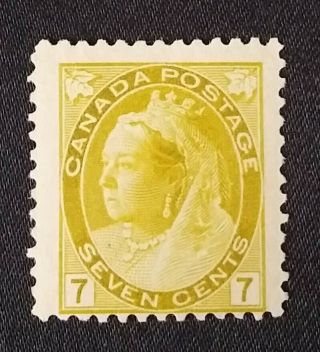 Canada 81 Rare 7c Queen Victoria Yellow Maple Leaf Numeral 1898 Stamp