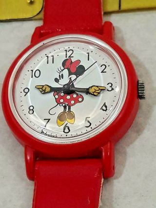 Vintage Disney Red Minnie Mouse Lorus Quartz Watch Ships