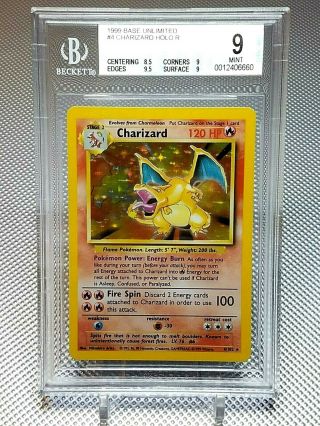 Charizard 1999 Pokémon Holo Base Set 4/102 - Bgs 9 W/9.  5 Sub