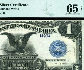 Hgr Saturday 1899 $1 Black Eagle ( (rare Serial 40))  Pmg Gem Unc 65epq