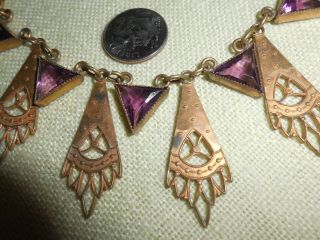 4 Antique Vintage Art Nouveau or Deco Necklace With Amethyst Stones 3