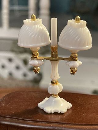Dollhouse Miniature Vintage Double Sided Lamp For Desk Or Table,  1:12