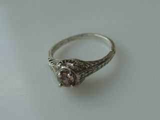 Vintage Antique Victorian Art Deco Sterling Silver Ring Open Work Size 6