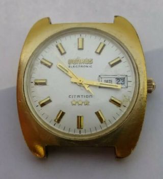 1970s Benrus Electronic Citation Swiss Mens Watch 3112 - 313 To Restore