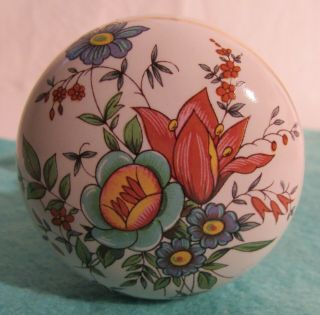 Made In England Hand Painted Floral Design Porcelain & Brass Door Knob Colorful