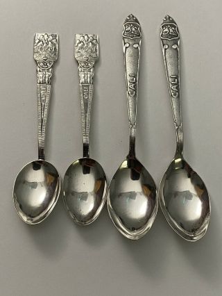 4 Antique Sterling Silver Souvenir Spoons 43 Grams Cali 900 Fine Silver
