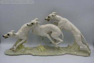 Rare Perfect Set Porcelain Sighthounds Hutschenreuther Hans Achtziger
