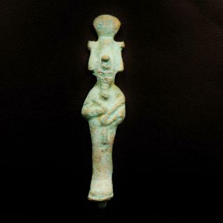 Rare Antique Egyptian Ancient Akhenaton Bronze Statue Figure.  Very Unique