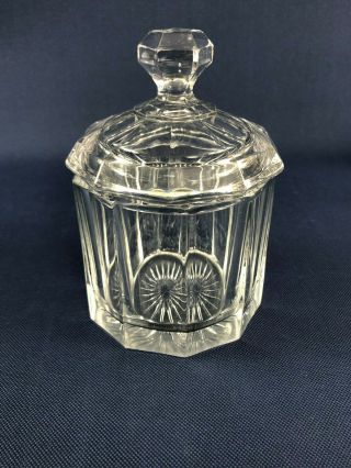 Antique Heisey Glass Co.  Clear Pressed Glass Sugar Bowl Medium Flat Panel C.  1905