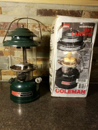Vintage 5/1985 Coleman Adjustable Two Mantle Lantern Model 288a700 W/ Box