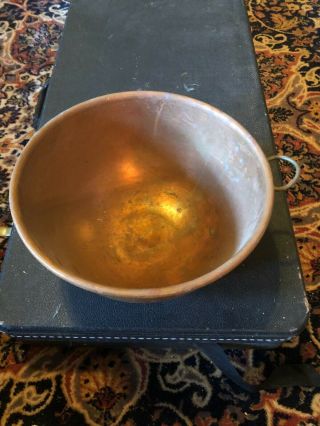 Vintage Copper Bowl With Ring.  Antique.  10” Wide X 5 " High