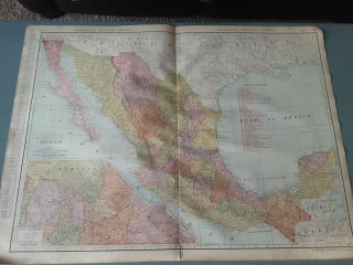 1914 Antique Map - Rare 20.  5 " X 28 " Large Map Of Mexico W/ Railroads