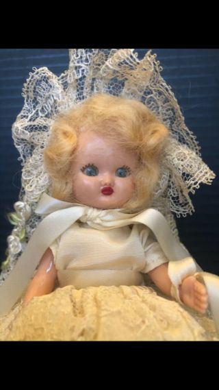 Vintage Nancy Ann Storybook Doll Bride Dress & Veil 5.  5 " Plastic