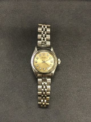 Vintage Rare Rolex Oyster Perpetual Ladies Wristwatch With Factory Diamond Dial