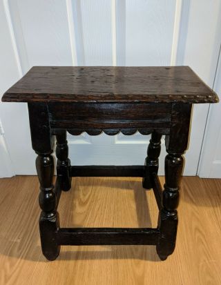 Fine Rare Early 17th Century James I Carved Oak Joint Stool C1620