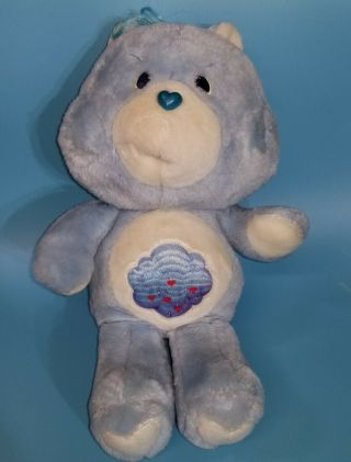 Vintage 1983 Kenner Grumpy Care Bear Blue Plush Rain Cloud Hearts 13”
