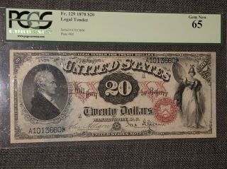 Fr.  129 - 1878 $20 Legal Tender.  Pcgs 65.  Stunning And Rarely Offered Note