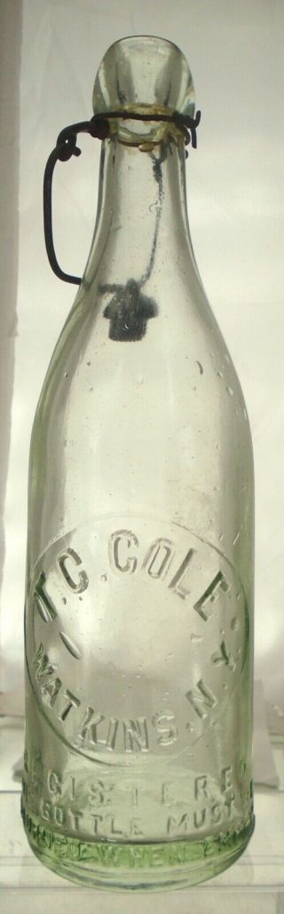T.  C.  Cole Watkins,  York Antique Blob Top Pint Beer Bottle.