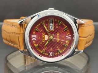 Seiko 5 Automatic Day/date Red Color Dial Men 