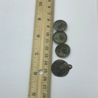 Authentic Antique Metal Jewish Buttons & Pendant With Star Of David Image Old 2
