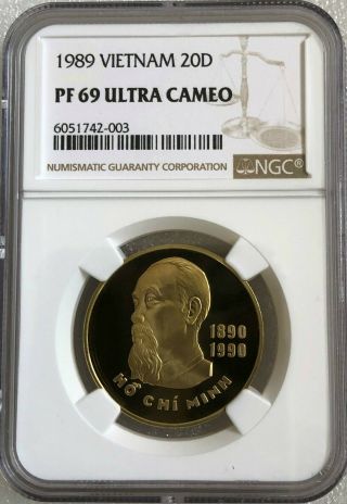 NGC - PF69UC Vietnam 1989 Brass 5 - 10 - 20 Dong Coins Proof Set RARE 3
