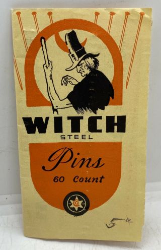 Old Halloween Collectible Vintage Rare 1940’s WITCH Pins Black Cat Advertising 3