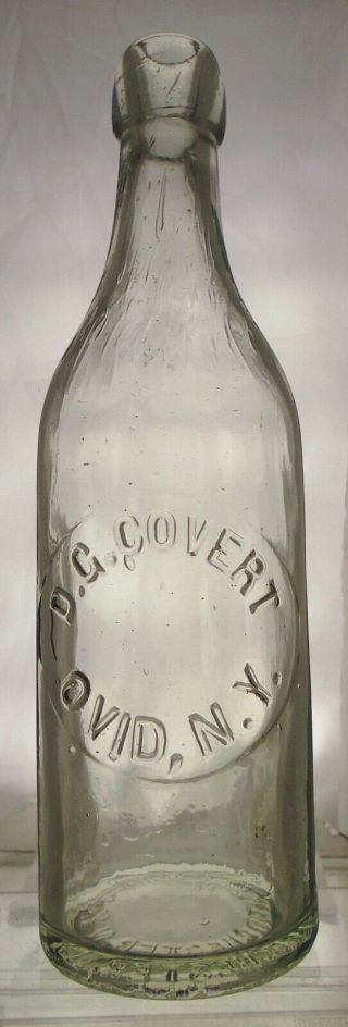 D.  G.  Covert Ovid York Antique.  Blob Top Pint Beer Bottle.  Whittled
