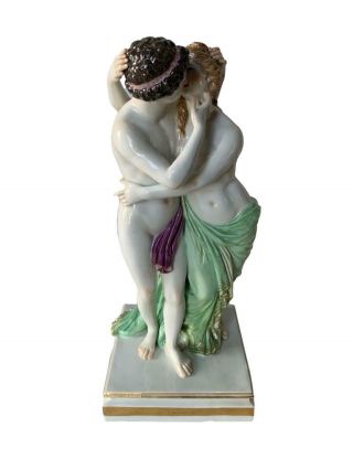 Rare Antique Meissen Porcelain Classical Group Of Lovers