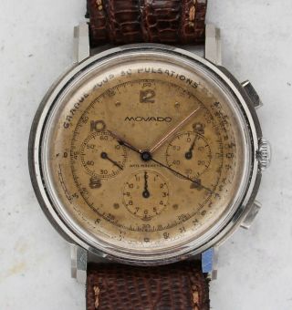 Vintage Movado M95 Pulsations Chronograph Wristwatch 37mm Steel Rare Nr