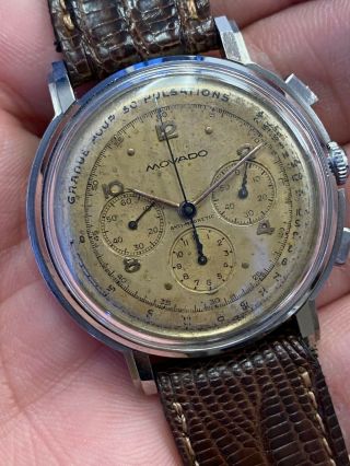 Vintage Movado M95 Pulsations Chronograph Wristwatch 37mm Steel Rare NR 6