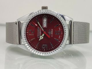 Citizen Day Date Automatic Red Color Dial 21 Jewel Japan Made Man 
