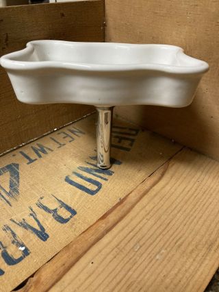 Antique “american Standard” Porcelain Faucet Mount Soap Dish Chrome Riser