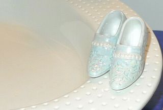 RARE Nora Fleming Victorian Shoes White/Blue/Pearl/Luster debossed nf ' s HTF 6
